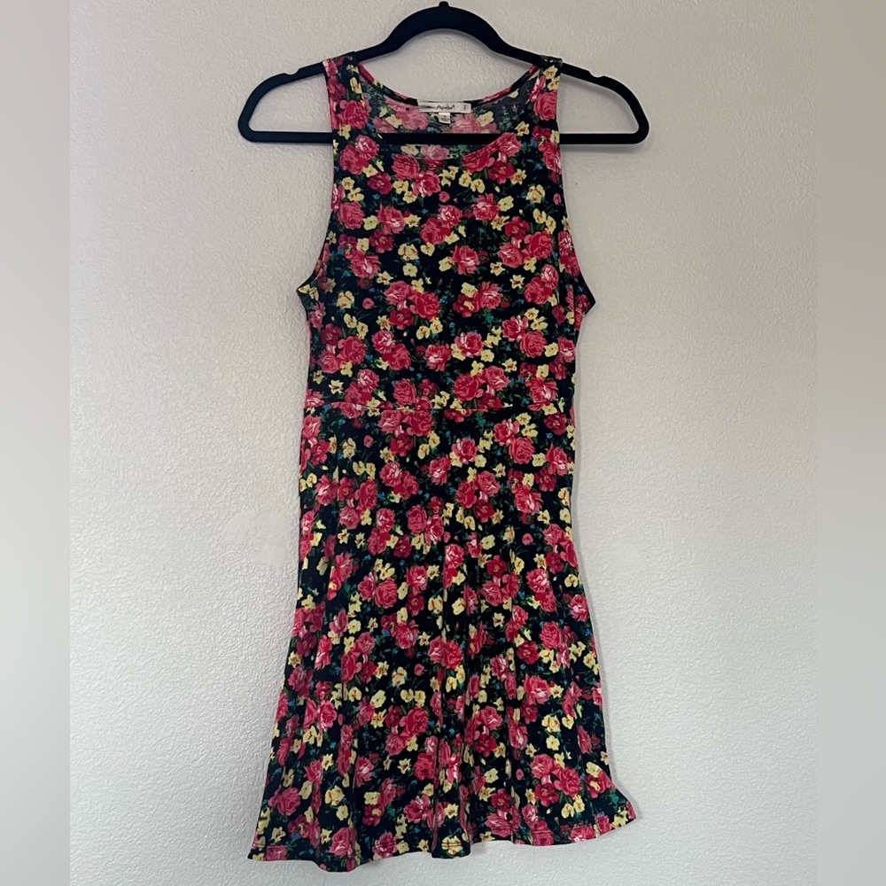 Papaya Black Red Yellow Green Floral Mini Dress Size Small